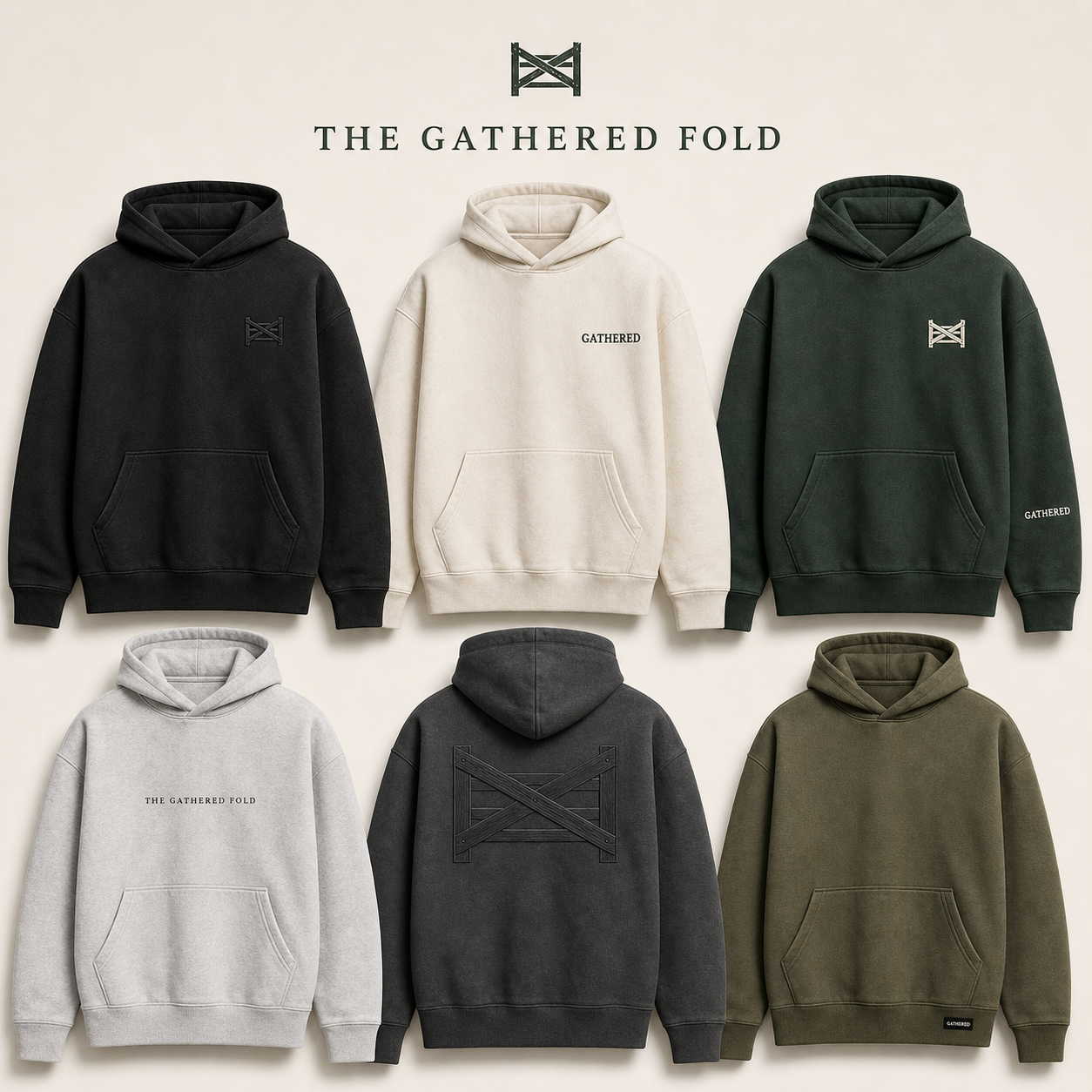 The Gathered Fold hoodie design preview